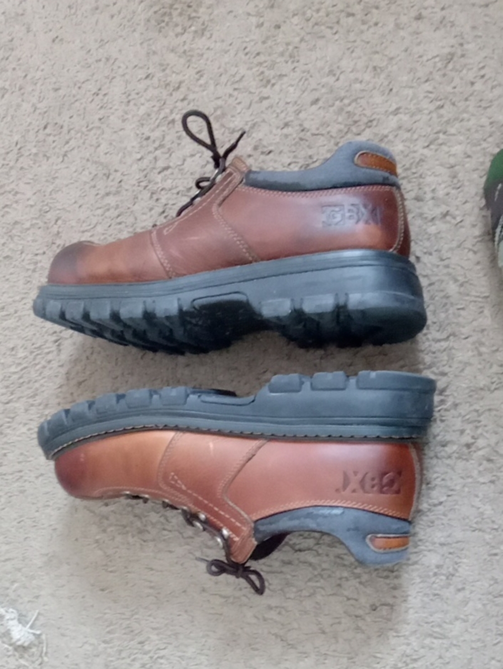 GBX Brown Leather Lace-Up Casual Work Shoes with Black Sole